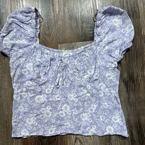 Blue Ribbon Cropped Blouse